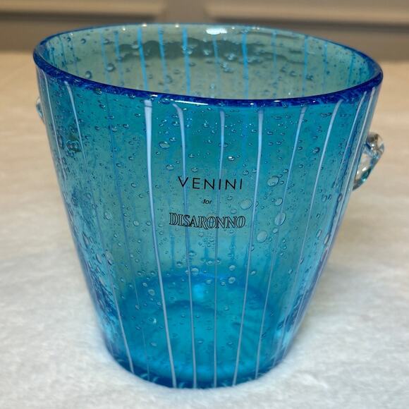 Venini Other - Vintage Venini for Disaronno Blue Hand Blown‎ Glass Ice Bucket Made in Italy